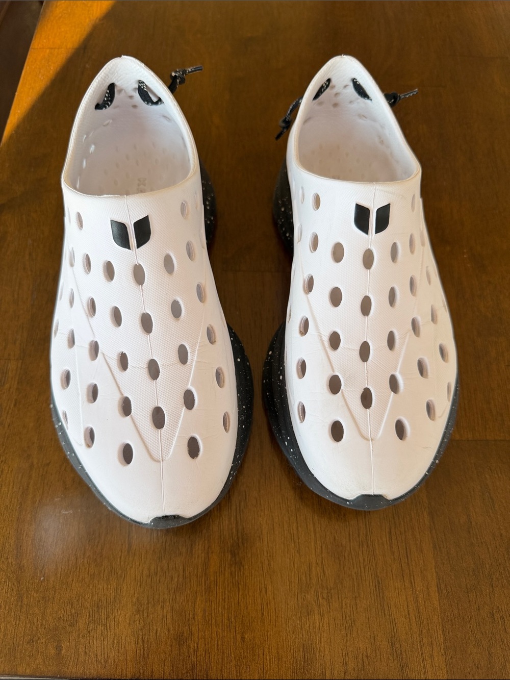 Men's White Perforated Slip-On Water Loafers with Black Sole
